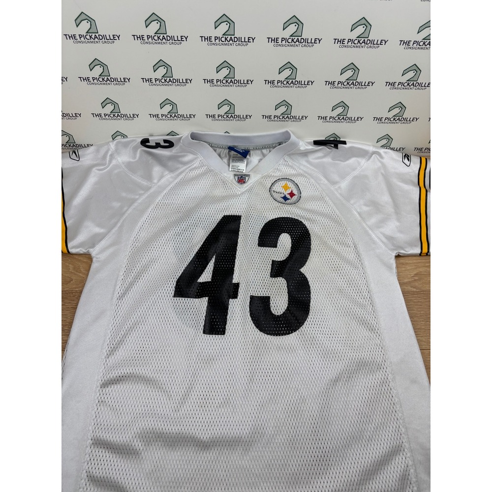 Reebok Pittsburgh Steelers Troy Polamalu 43 NFL Jersey White Youth XL 18-20
